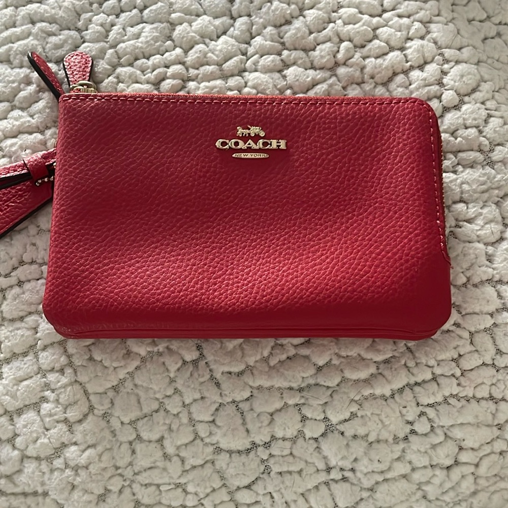 Authentic Coach Double Zip Wallet in Red